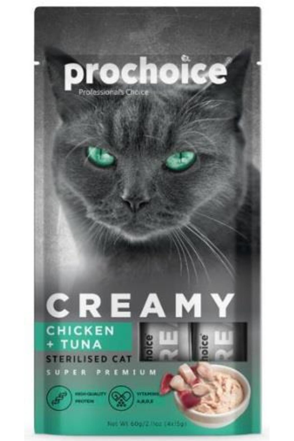 Pro Choice Creamy Kediler İçin Tavuklu Ton Balıklı Sıvı Kedi Ödül 4x15 gr