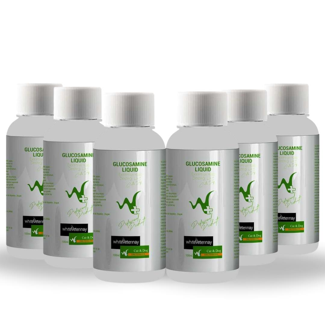 WhiteVeterinay Glucosamine Liquid Cat&Dog 100 ML Kedi ve Köpekler için Eklem ve Kas Desteği 6'lı