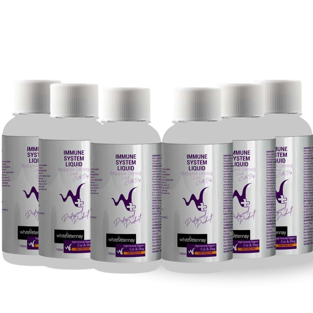 WhiteVeterinay Immune System Liquid Cat&Dog 100 ML Kedi ve Köpekler için Bağışıklık Desteği 6'lı