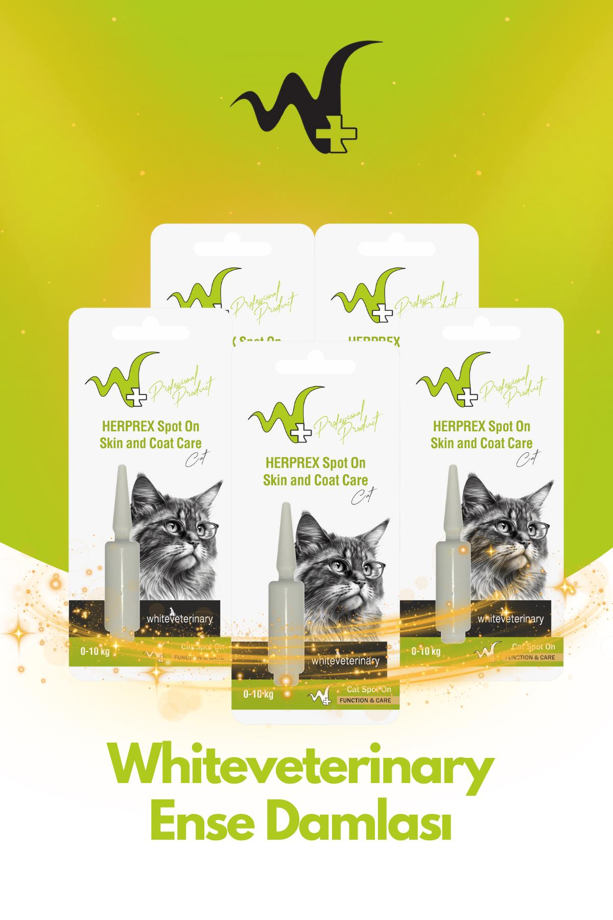 WhiteVeterinay Kedi Ense Damlası Bit Ve Pire 0-10 Kg 1ml 5 Adet