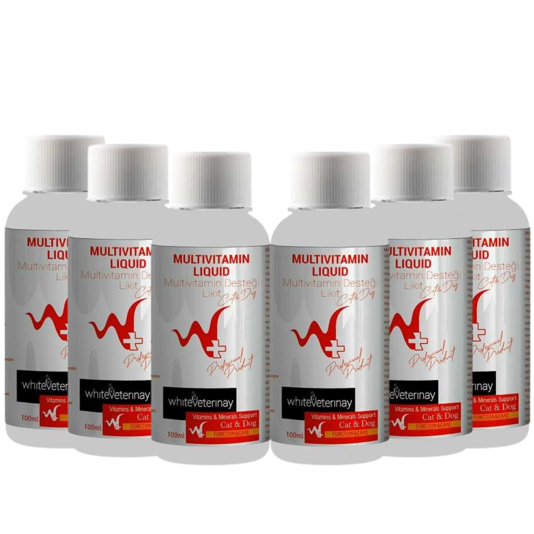 WhiteVeterinay Multivitamin Liquid Cat&Dog 100 ML Kedi ve Köpekler için Multivitamin Desteği 6'lı