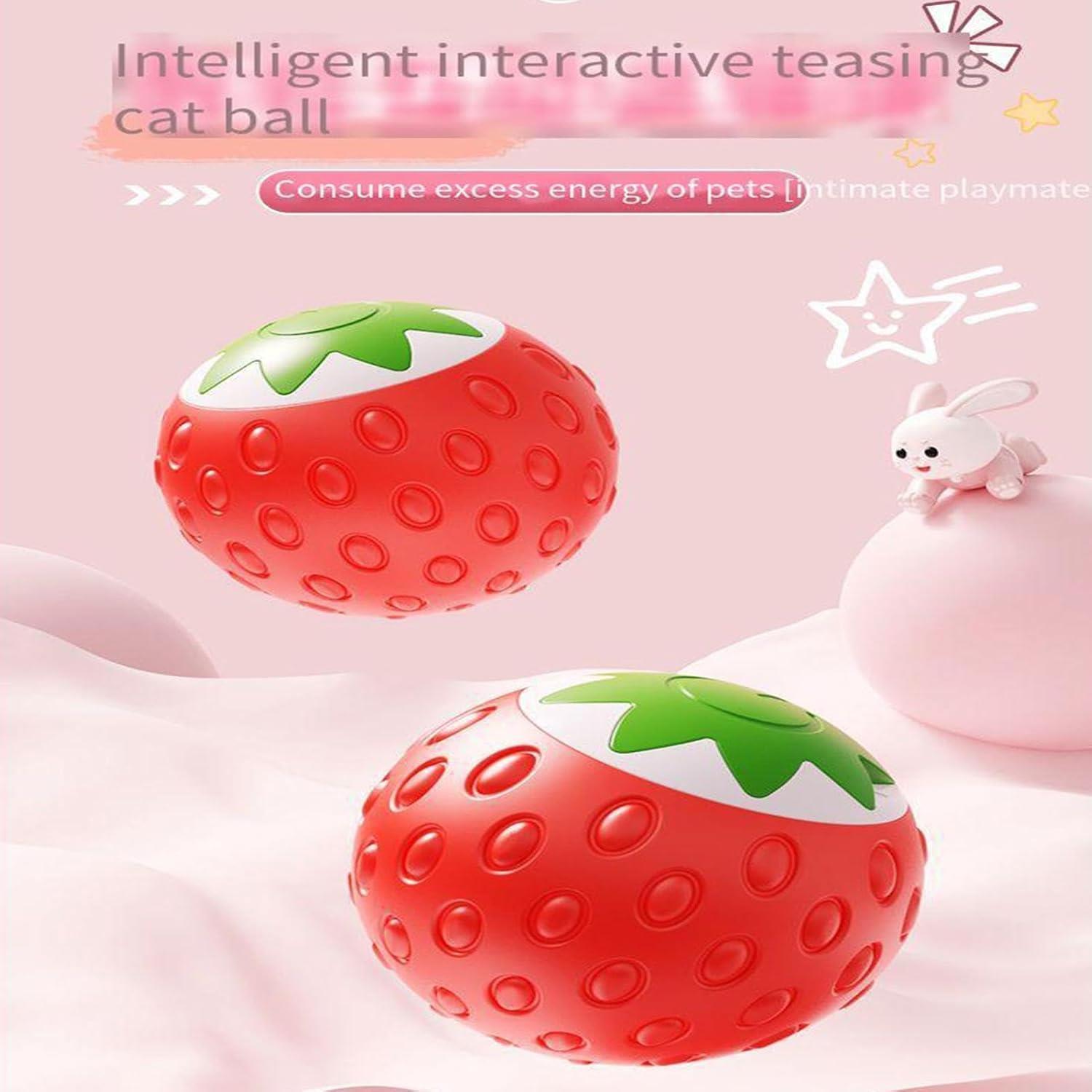 Zampa Çilek Şekilli Şarjlı Hareketli Kedi Oyun Topu, 4cm