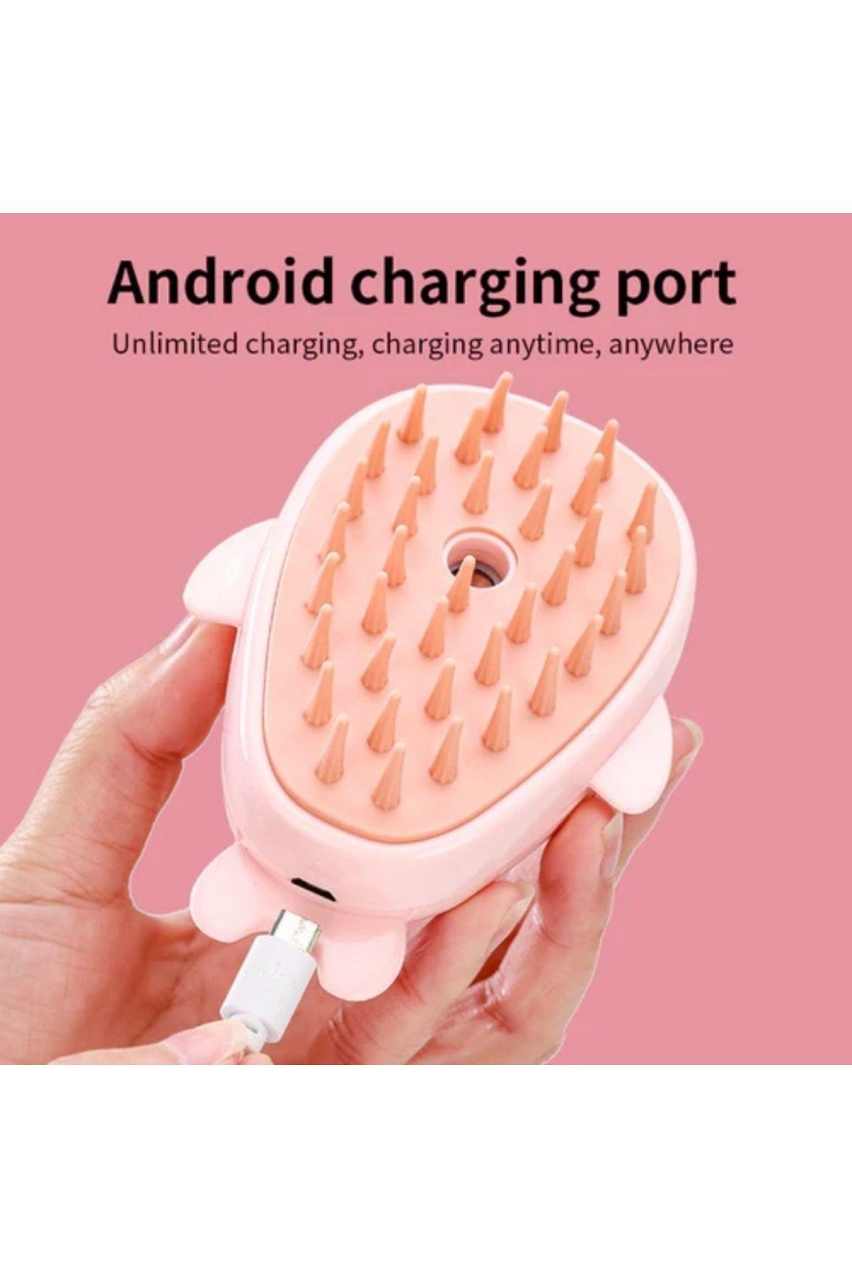 zampa Pembe Balık Ve Güler Yüz Tasarımlı Buharlı Kedi Tarağı, Kedi&Köpek Buharlı Tarak/Fırça