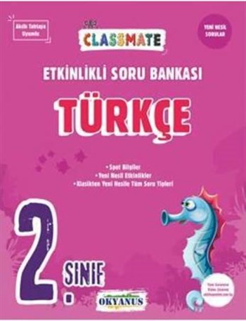 Okyanus Yayınları 2.Sınıf Etkinlikli Soru Bankası Türkçe Clas Mate