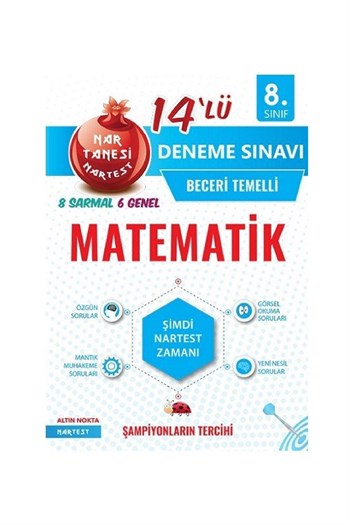 Nartest Yayınları 8.Sınıf Mavi Matematik 14 Deneme Sınavı