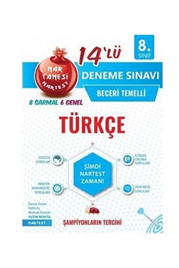 Nartest Yayınları 8.Sınıf Mavi Türkçe 14 Deneme Sınavı