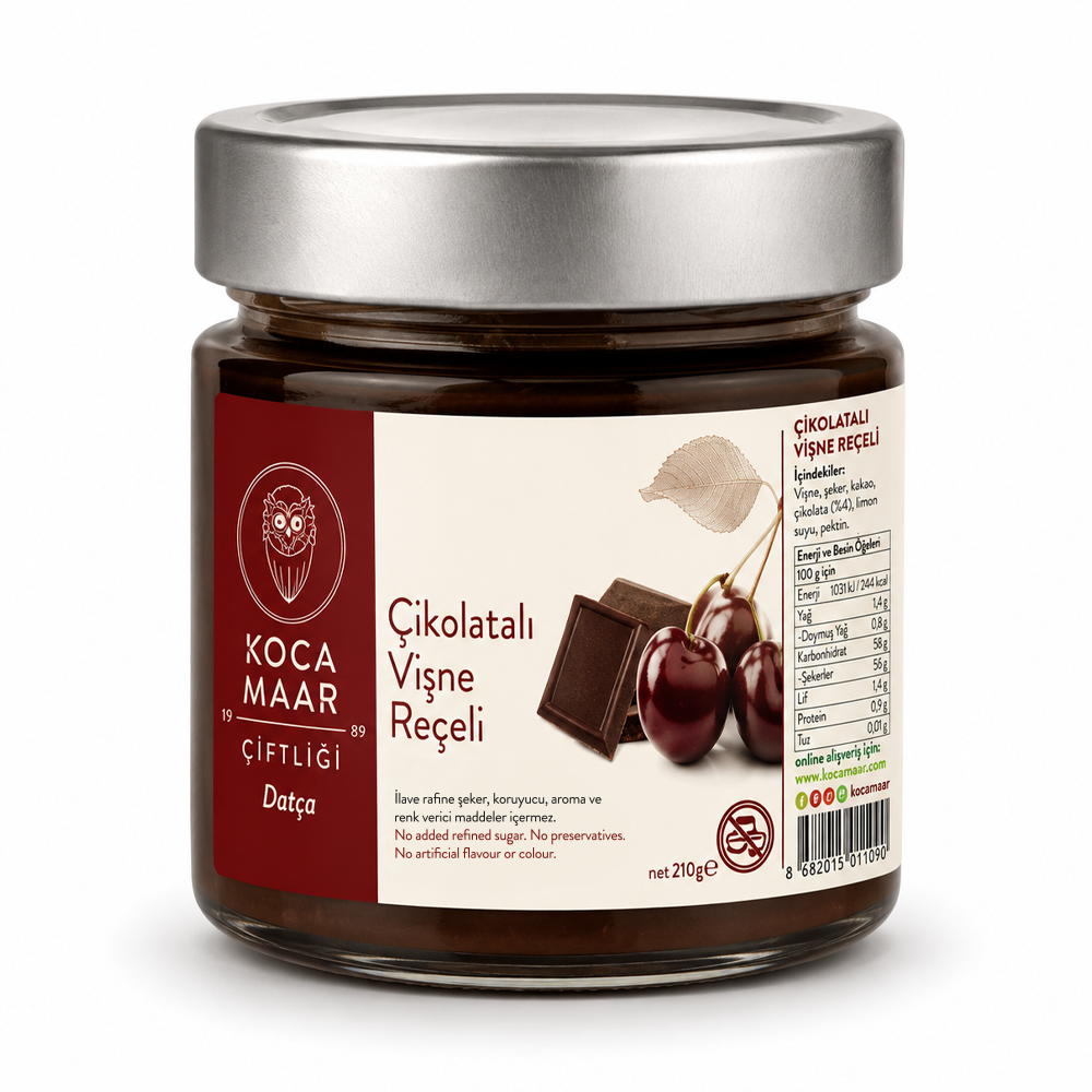 Çikolata Vişne Reçeli  (Rafine Şeker İlavesiz) 240 gr