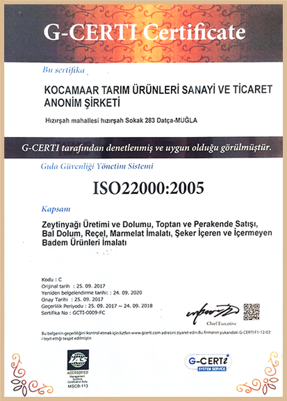 Kocamaar arşiv gıda güvenliği sertifikası