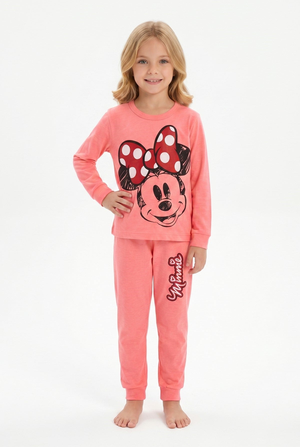 Kız Çocuk Karakter Baskılı %100 Pamuk Süprem Kumaş Uzun Kollu Pijama Takımı