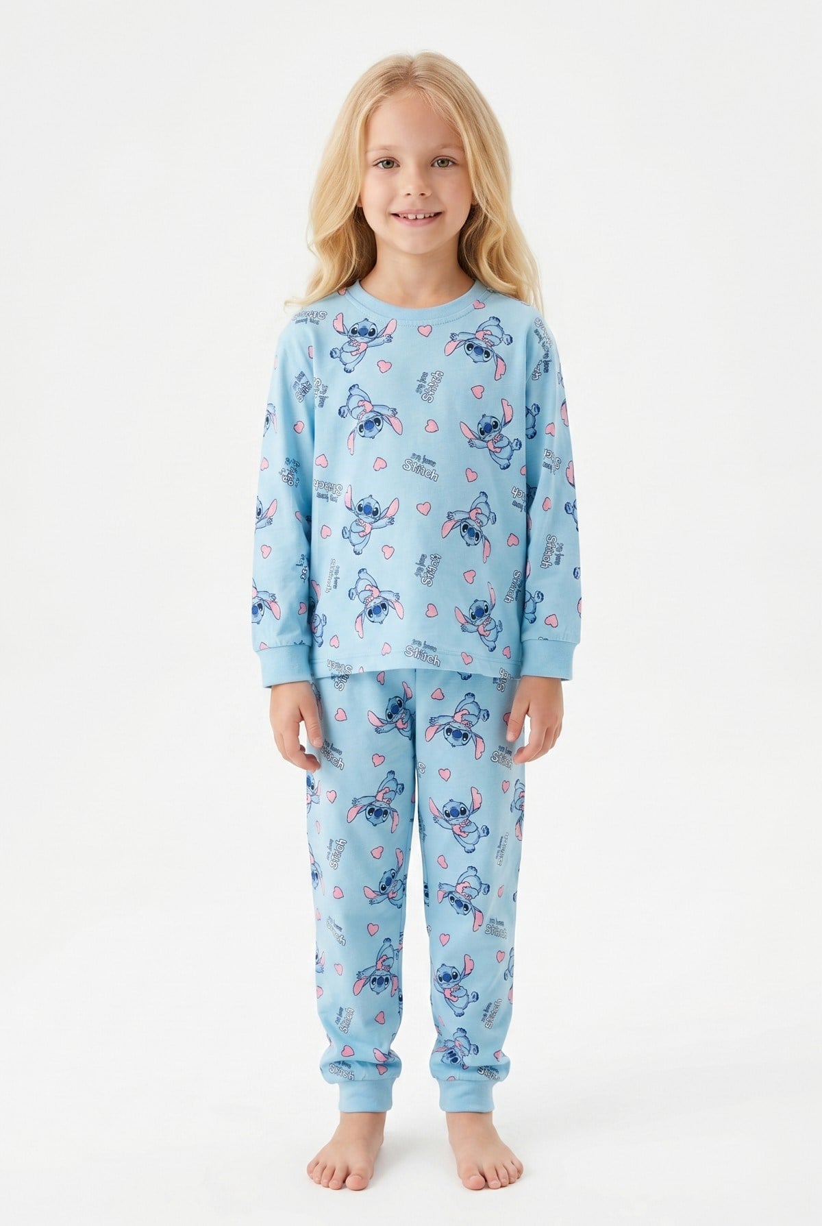 Kız Çocuk Karakter Baskılı %100 Pamuk Süprem Kumaş Uzun Kollu Pijama Takımı