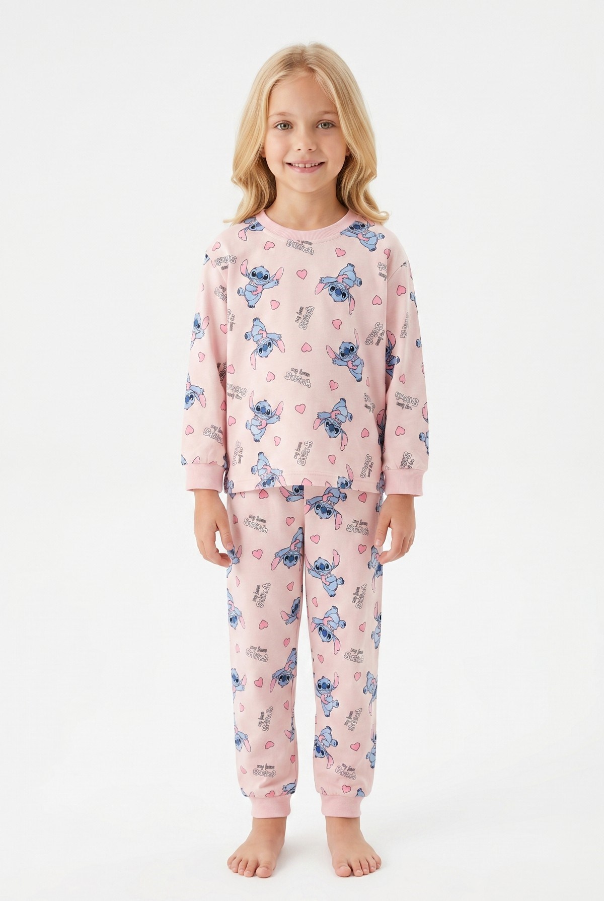 Kız Çocuk Karakter Baskılı %100 Pamuk Süprem Kumaş Uzun Kollu Pijama Takımı