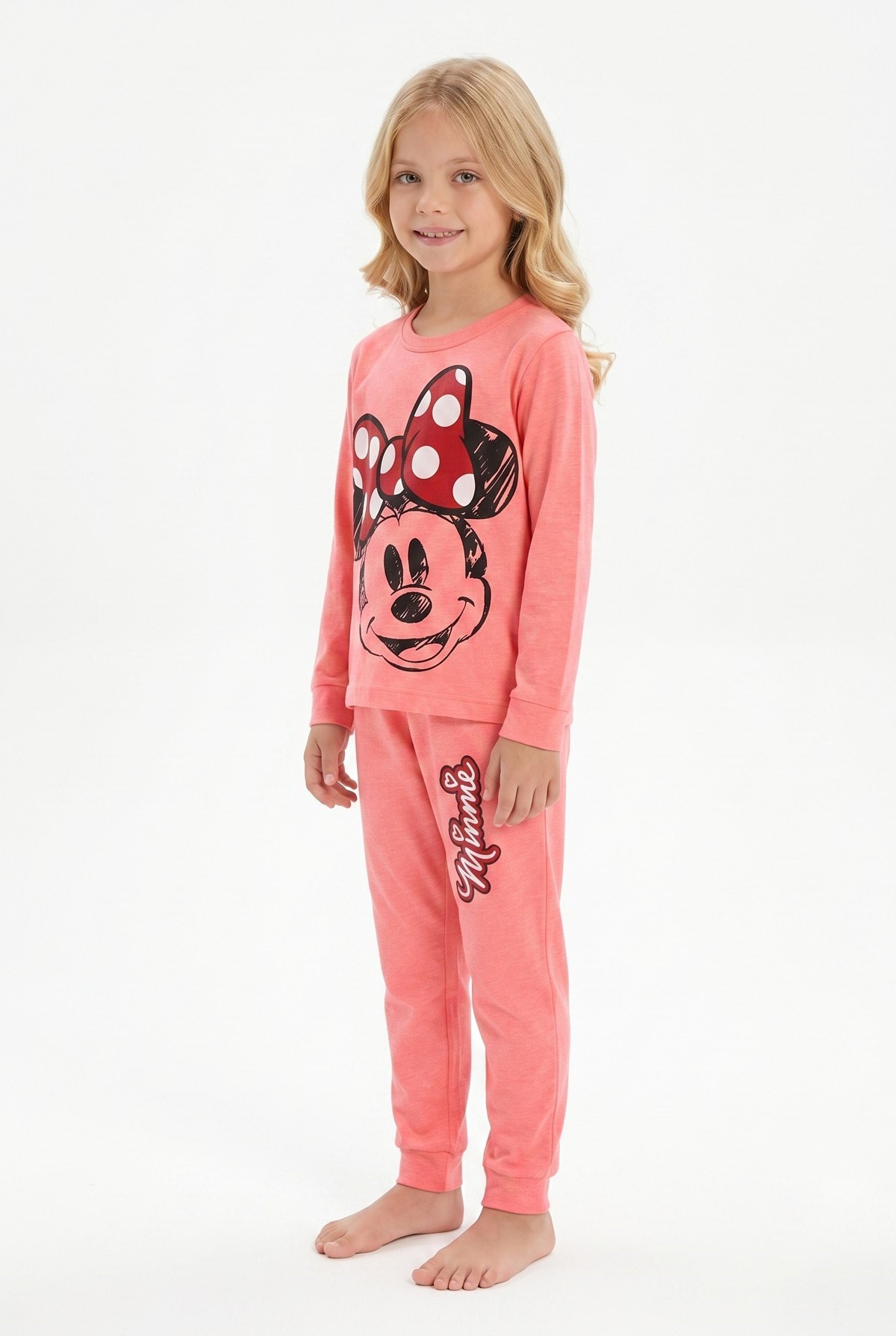 Kız Çocuk Karakter Baskılı %100 Pamuk Süprem Kumaş Uzun Kollu Pijama Takımı