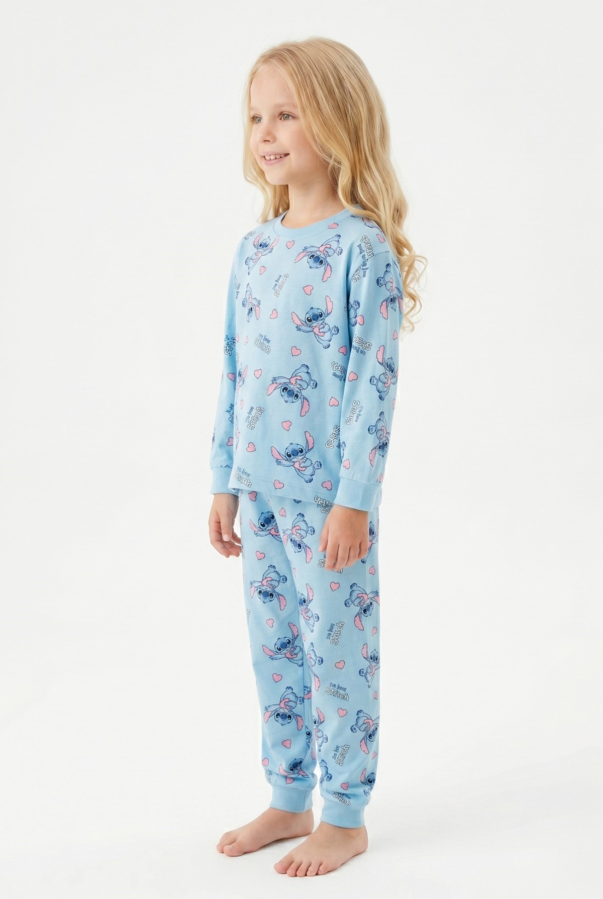 Kız Çocuk Karakter Baskılı %100 Pamuk Süprem Kumaş Uzun Kollu Pijama Takımı