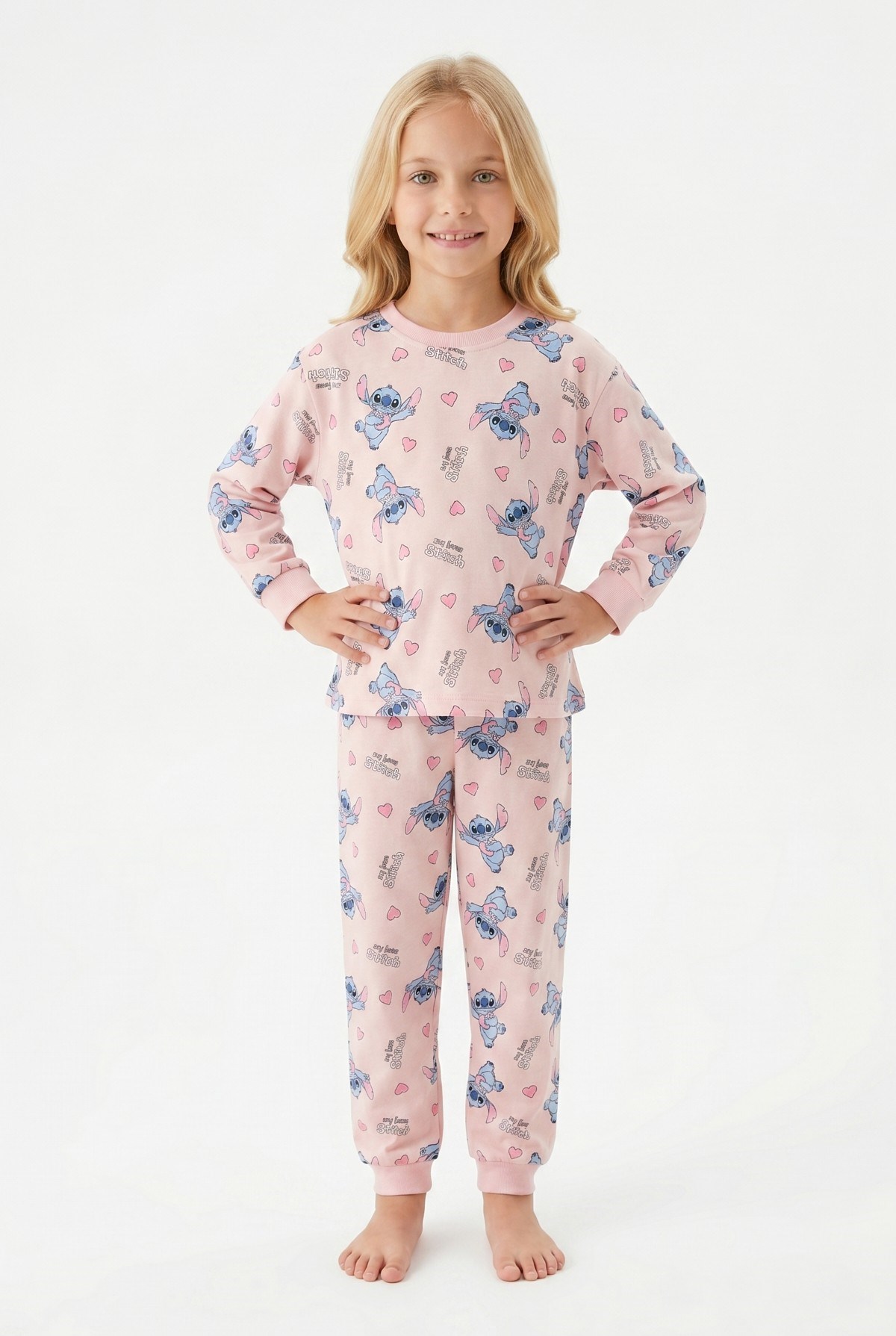 Kız Çocuk Karakter Baskılı %100 Pamuk Süprem Kumaş Uzun Kollu Pijama Takımı