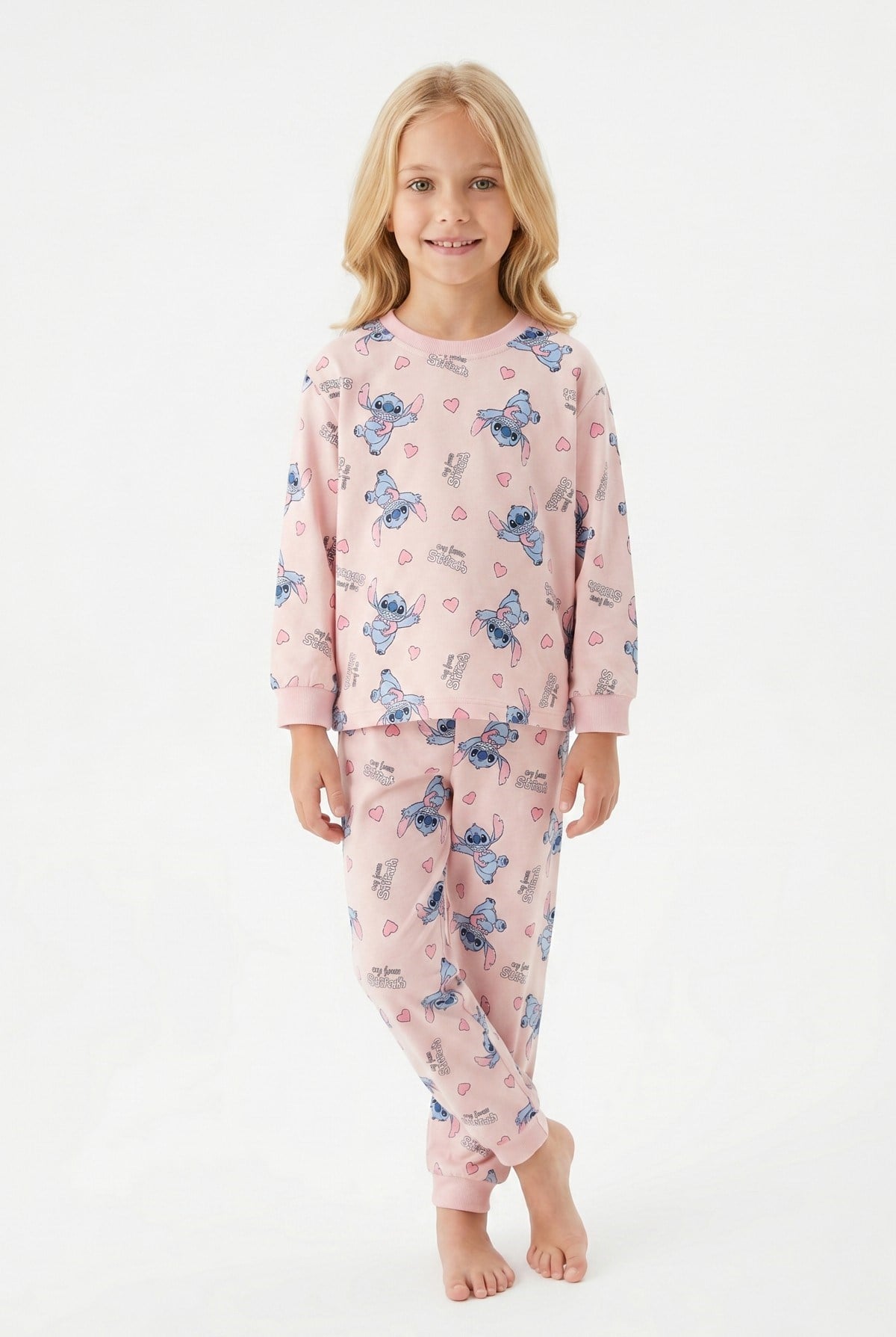 Kız Çocuk Karakter Baskılı %100 Pamuk Süprem Kumaş Uzun Kollu Pijama Takımı