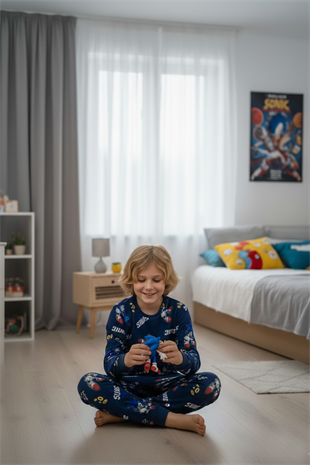 Garson Erkek Çocuk %100 Pamuk Reaktif Boyalı İnterlok Kumaş Pijama Takımı