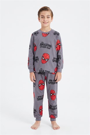 Garson Erkek Çocuk Karakter Baskılı %100 Pamuk Süprem Kumaş Reaktif Boyama Uzun Kollu Pijama Takımı