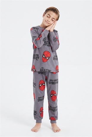 Garson Erkek Çocuk Karakter Baskılı %100 Pamuk Süprem Kumaş Reaktif Boyama Uzun Kollu Pijama Takımı