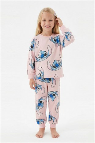 Kız Çocuk Baskılı %100 Pamuk Reaktif Boyalı Süprem Kumaş Uzun Kollu Pijama Takımı