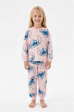 Kız Çocuk Baskılı %100 Pamuk Reaktif Boyalı Süprem Kumaş Uzun Kollu Pijama Takımı