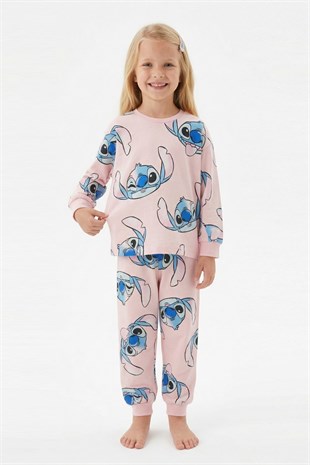 Kız Çocuk Baskılı %100 Pamuk Reaktif Boyalı Süprem Kumaş Uzun Kollu Pijama Takımı