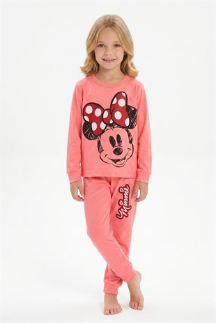 Kız Çocuk Karakter Baskılı %100 Pamuk Süprem Kumaş Uzun Kollu Pijama Takımı