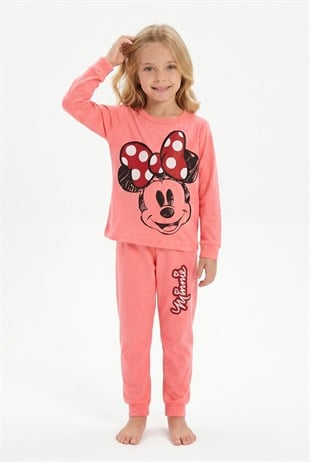 Kız Çocuk Karakter Baskılı %100 Pamuk Süprem Kumaş Uzun Kollu Pijama Takımı