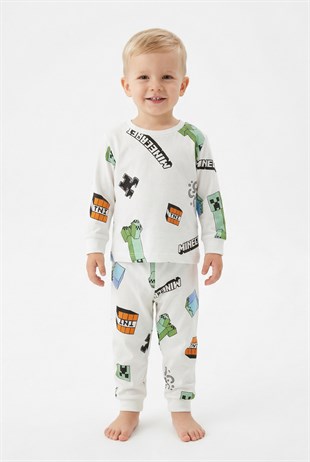 Erkek Bebek Baskılı %100 Pamuk Reaktif Boyalı Süprem Kumaş Uzun Kollu Pijama Takımı