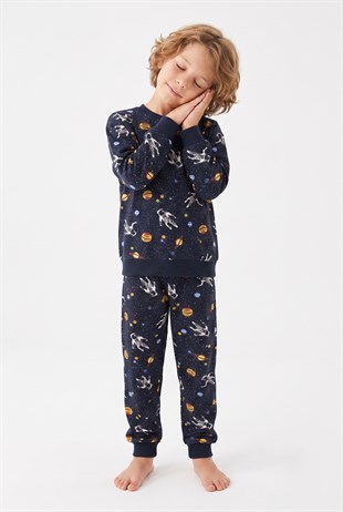 Erkek Çocuk İki İplik %95 Cotton Astronot Baskılı Takım