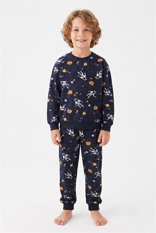 Erkek Çocuk İki İplik %95 Cotton Astronot Baskılı Takım