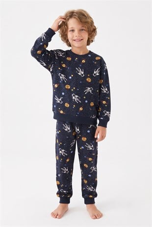Erkek Çocuk İki İplik %95 Cotton Astronot Baskılı Takım