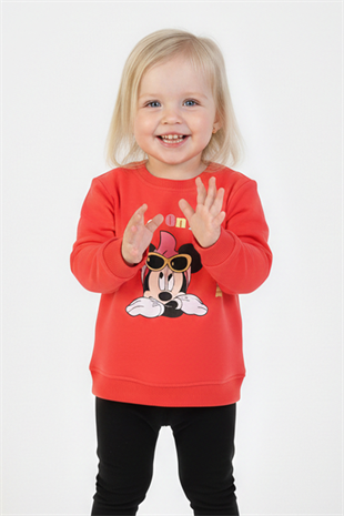 İki İplik Fırçalı Kumaş Baskılı Günlük Kullanım Bebe Sweatshirt