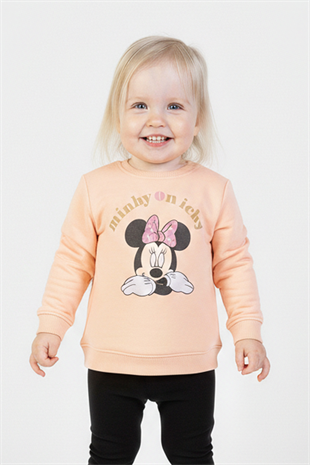 İki İplik Fırçalı Kumaş Baskılı Günlük Kullanım Bebe Sweatshirt