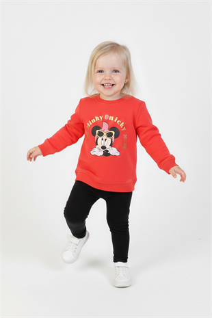 İki İplik Fırçalı Kumaş Baskılı Günlük Kullanım Bebe Sweatshirt