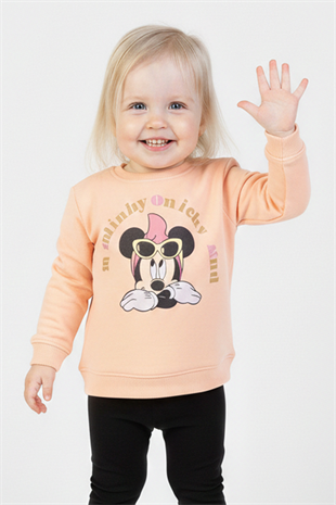 İki İplik Fırçalı Kumaş Baskılı Günlük Kullanım Bebe Sweatshirt