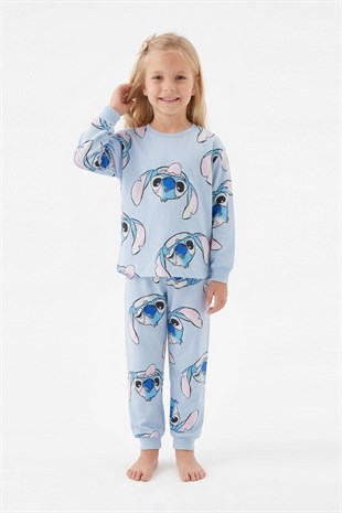 Kız Çocuk %100 Pamuk Reaktif Boyalı Süprem Kumaş Pijama Takımı