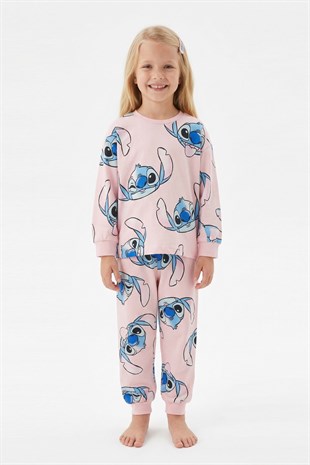 Kız Çocuk %100 Pamuk Reaktif Boyalı Süprem Kumaş Uzun Kollu Pijama Takımı