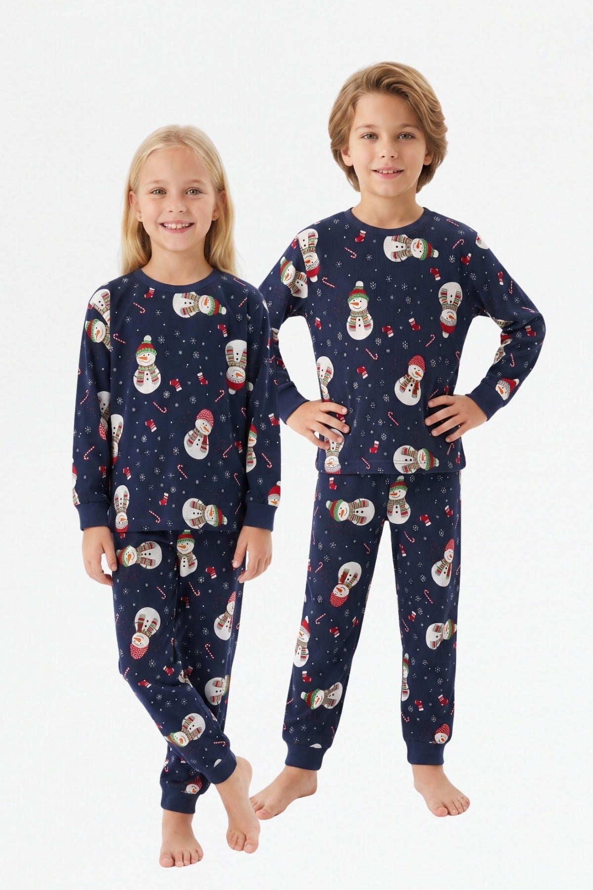 Erkek Çocuk Mutlu Yıllar Temalı %100 Pamuk Reaktif Boyalı Süprem Kumaş Uzun Kollu Pijama Takımı