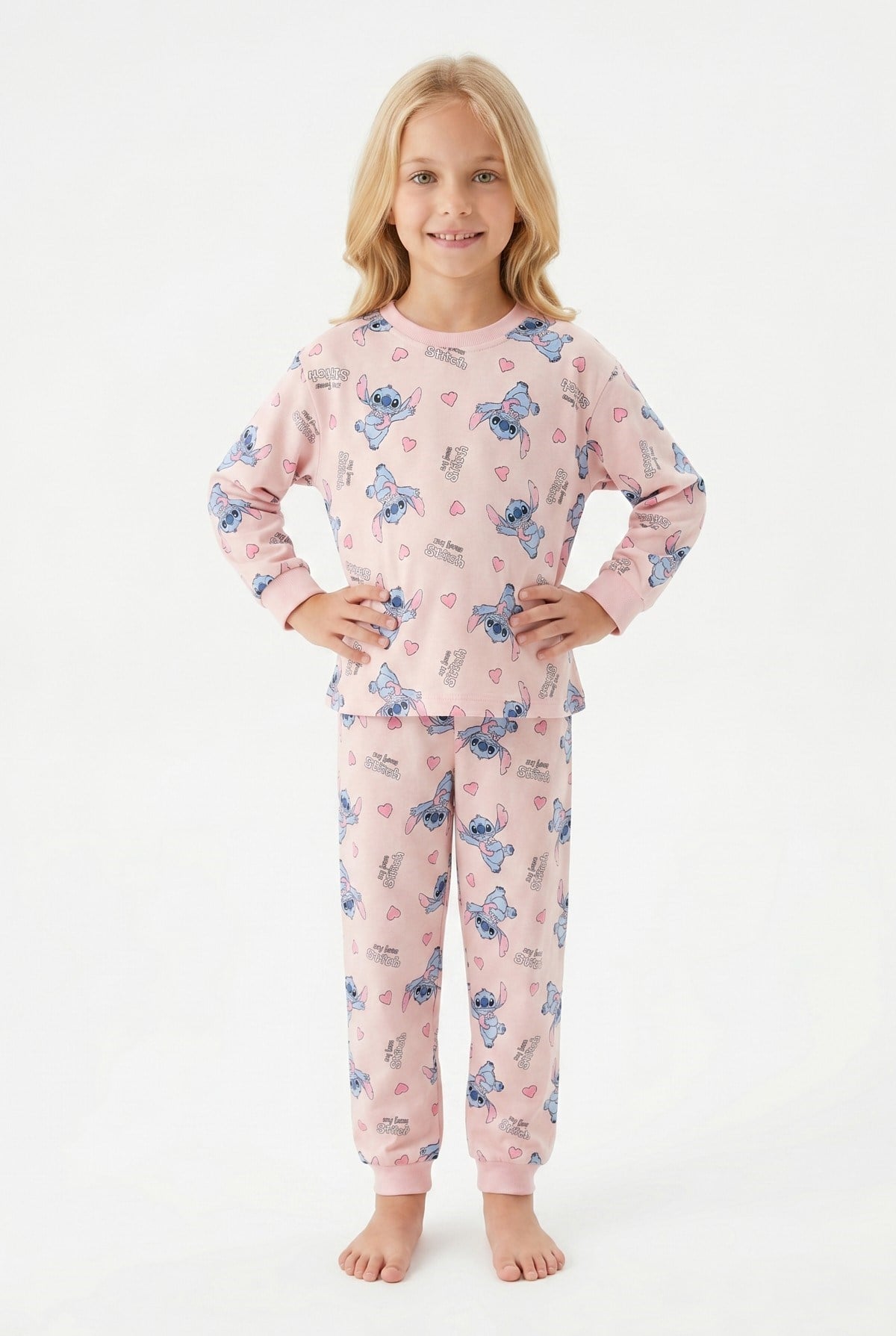 Kız Çocuk Karakter Baskılı %100 Pamuk Süprem Kumaş Uzun Kollu Pijama Takımı