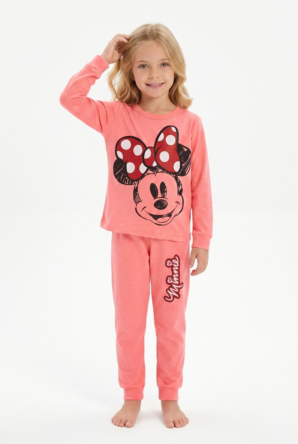 Kız Çocuk Karakter Baskılı %100 Pamuk Süprem Kumaş Uzun Kollu Pijama Takımı