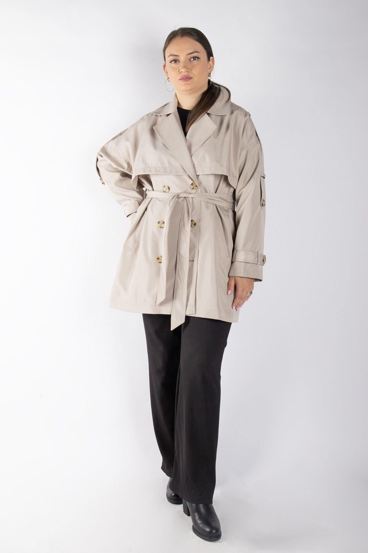 Bedrinxxl, Kap, Kısa Trençkot Ekru