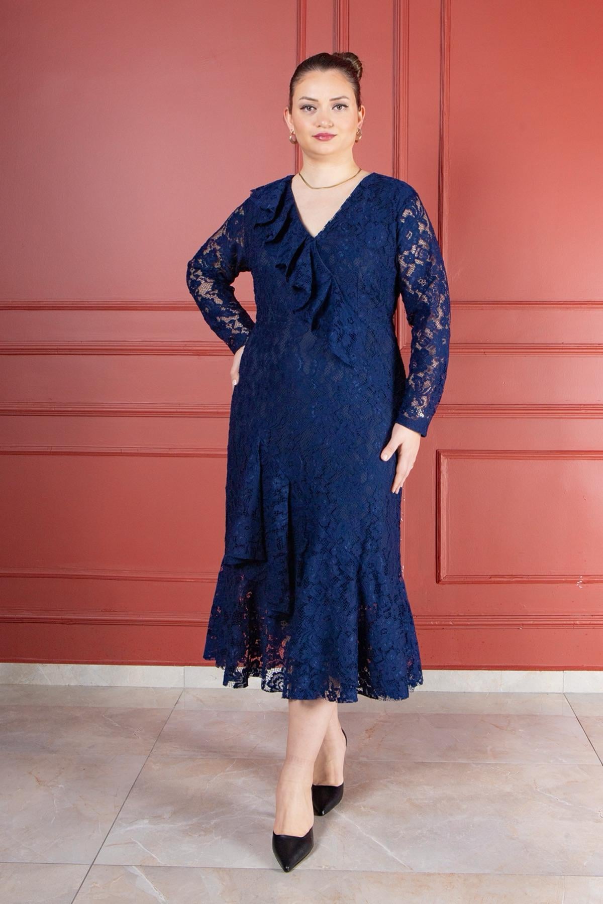 Bedrinxxl, Elbise, Büyük Beden My Way Elbise Lacivert