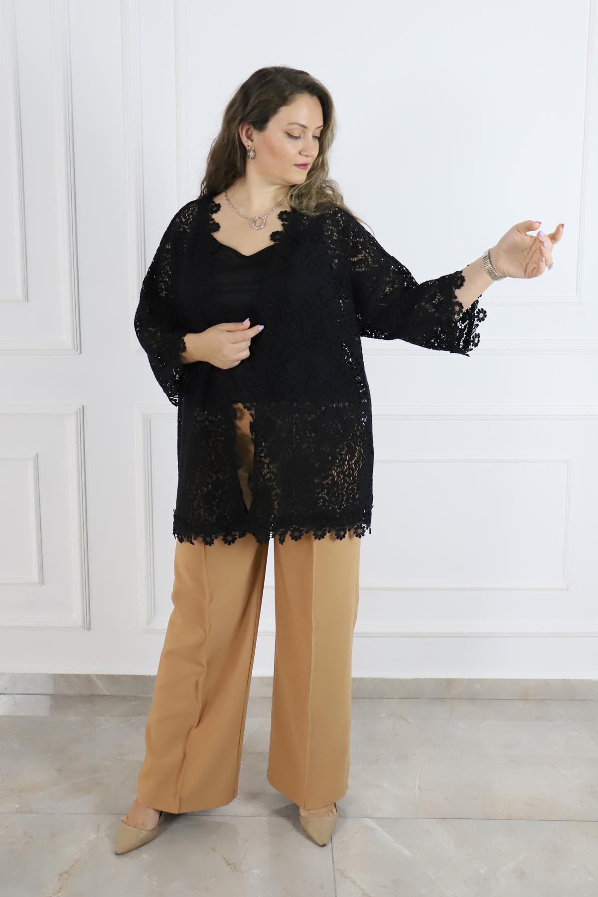 Bedrinxxl, Hırka & Yelek, Buyuk Beden Babil Hırka Siyah