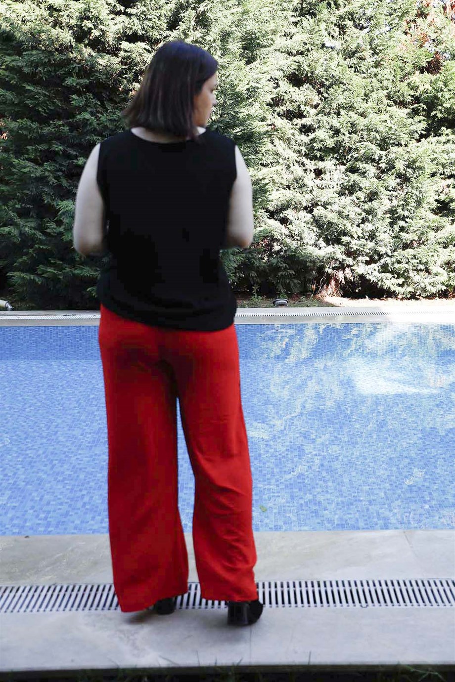 Büyük Beden Bağcıklı Salaş Pantolon Kırmızı | büyük beden bayan pantolon  modelleri ve fiyatları | Bedrinxxl