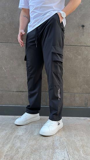 Kargo Cep Paraşüt Jogger Siyah