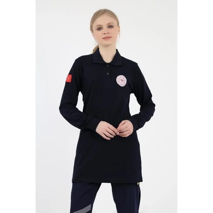 Acil Sağlık Tshirt Tunik Uzun Boy Yakalı Lacivert