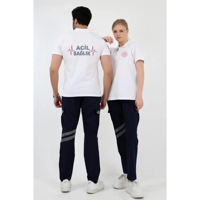 Acil Sağlık Tshirt Yakalı Beyaz