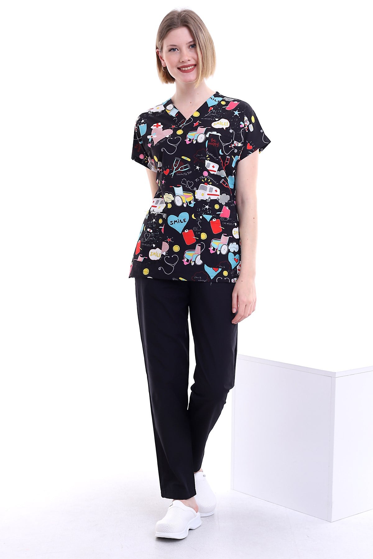 Ambulans Desenli Scrubs Forma