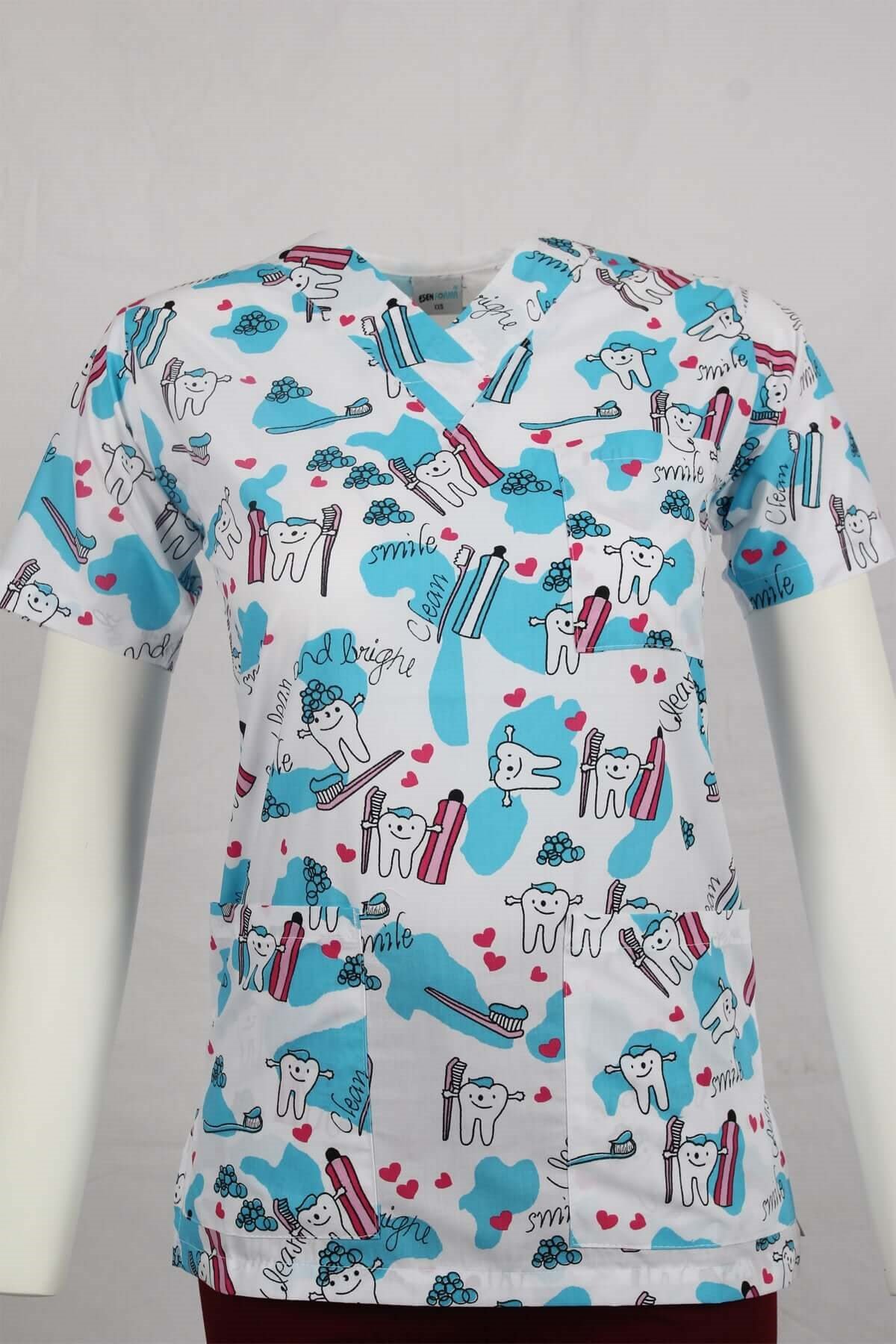Diş Desenli Hemşire Forma