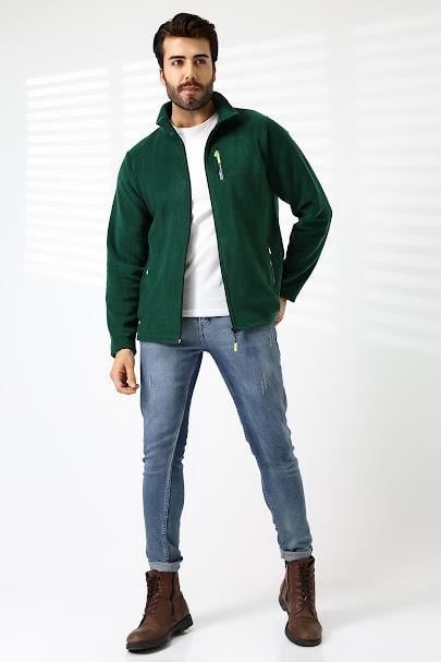 Erkek Hastane Polar Ceket Kara Yeşil